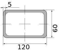 Труба профильная электросварная прямоугольная 120х60х5, длина 12 м 5.00