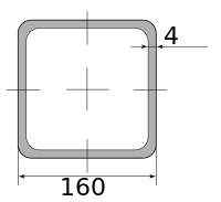 Труба профильная электросварная квадратная 160х160х4 9000-12000