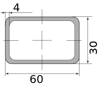 Труба профильная электросварная прямоугольная 60х30х4 4.00 6000-6050