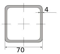 Труба профильная электросварная квадратная 70х70х4 НН 2000-3500