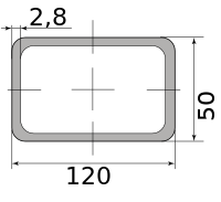Труба профильная электросварная прямоугольная 120х50х2.8, длина 12 м 2.80