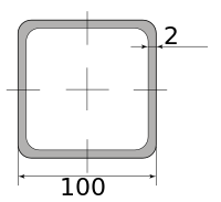 Труба профильная электросварная квадратная 100х100х2, длина 12 м