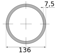 Трубы нерж бесш 136х7.5 ГОСТ 9940-81 Украина, марка AISI 321