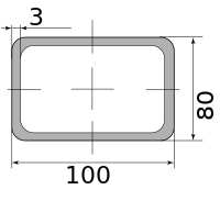 Труба профильная электросварная прямоугольная 100х80х3, длина 12 м 3.00