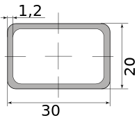Труба профильная электросварная прямоугольная 30х20х1.2, длина 6 м 1.20