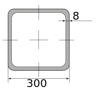 Труба профильная электросварная квадратная 300х300х8, длина 12 м