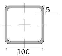Трубы нерж. электросварные ЭСВ квадратные 100х5 имп матовая, длина 6 м, марка AISI 304 (08Х18Н10)