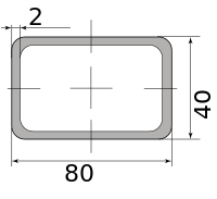 Труба профильная электросварная прямоугольная 80х40х2 2.00 10000-12000