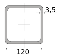 Труба профильная электросварная квадратная 120х120х3.5 12000-12100