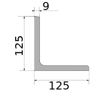 Уголок 125х125х9, длина 12 м, марка Ст3