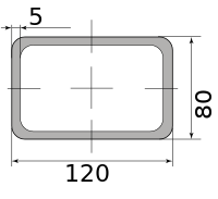 Труба профильная электросварная прямоугольная 120х80х5 НН 5.00 2000-3500